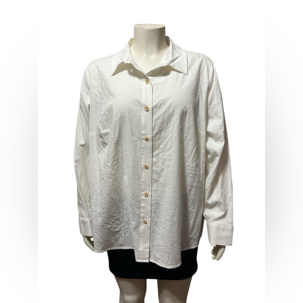 NWT Investments Woman Plus Sz 2X Stretch Linen Long Sleeve Collard Career Office